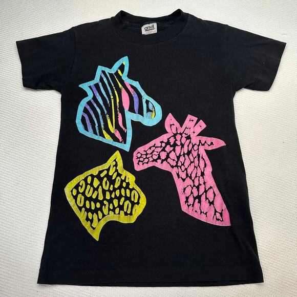 Vintage single stitch 90s neon safari animals tee - Picture 1 of 6